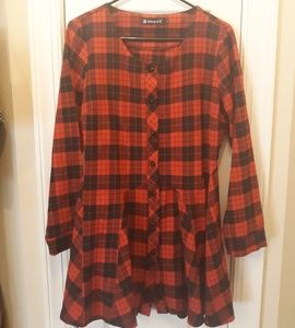 Buffalo Check Dress, Red and Black, Size L
